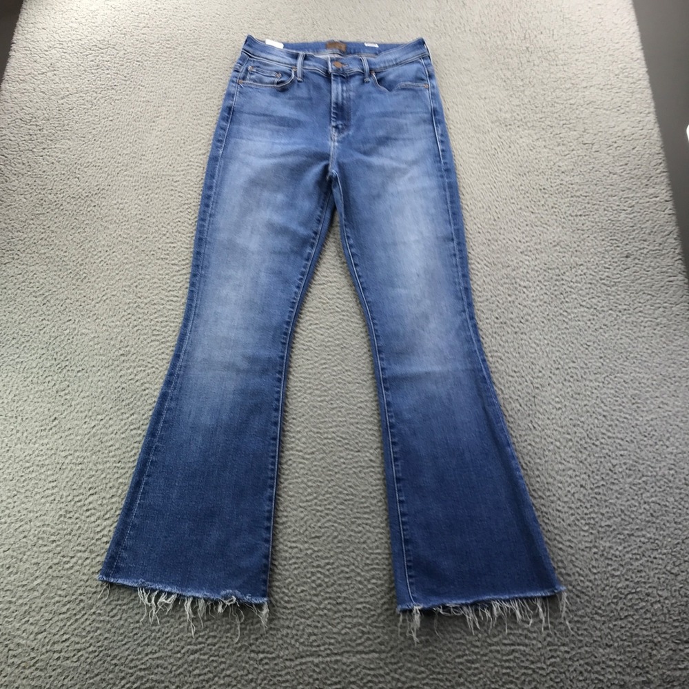 Mother Jeans Womens 29x30 Blue Flared Weekender Fray Wash Meet Cute Stretch